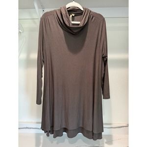 Comfy USA Turtleneck T-Shirt‎ Dress Grey/Brown Size Medium